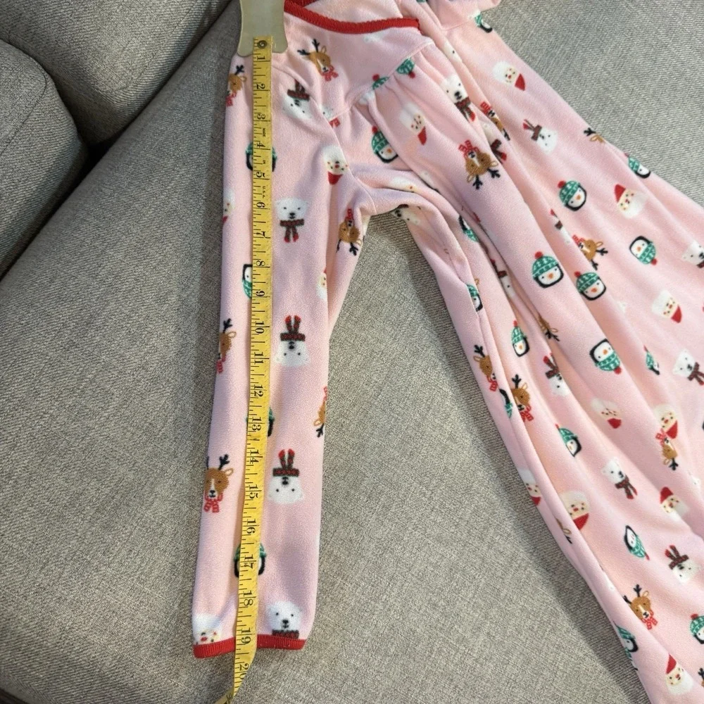 Carter's Girls Holiday Fleece Nightgown Pajamas Pink Reindeer Size 8-10